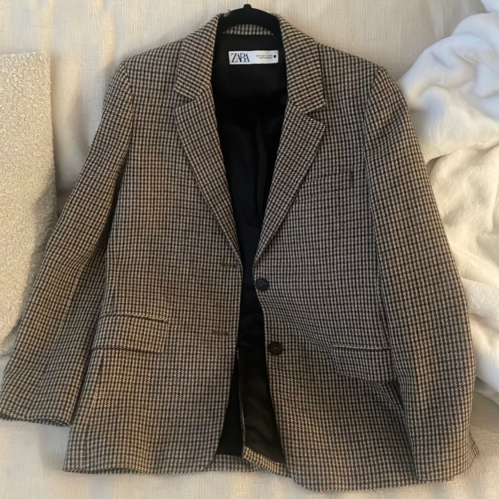 Zara Brown Plaid Blazer